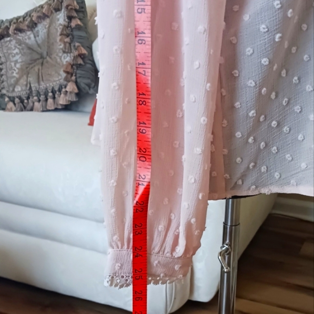 POL Swiss Dot Lace Accent Pale Pink Blouse NWOT  Small - Picture 11 of 13